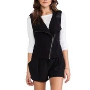 Anthropologie Sanctuary Black Quilted Asymmetrical Side Moto Zip Sweater Vest